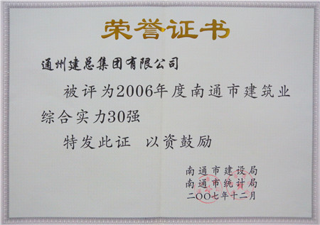 2006年度南通市建筑业综合实力30强